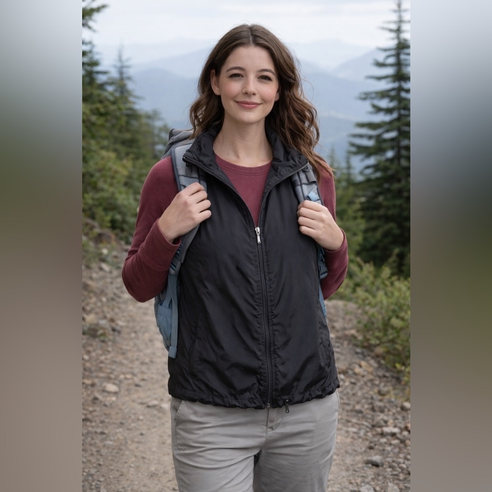 Eddie Bauer Women’s Black Lightweight Zip Vest – Size XS Outdoor Layering